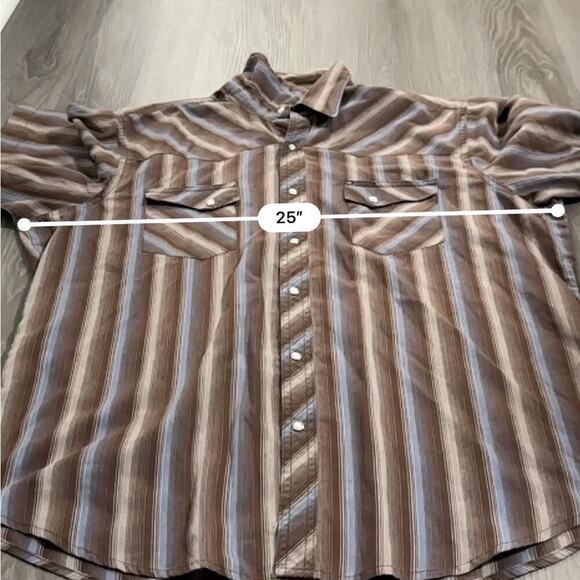 Vintage Wrangler Striped Pearl Snap Button Down Short Sleeve Wrancher Shirt - Picture 7 of 8